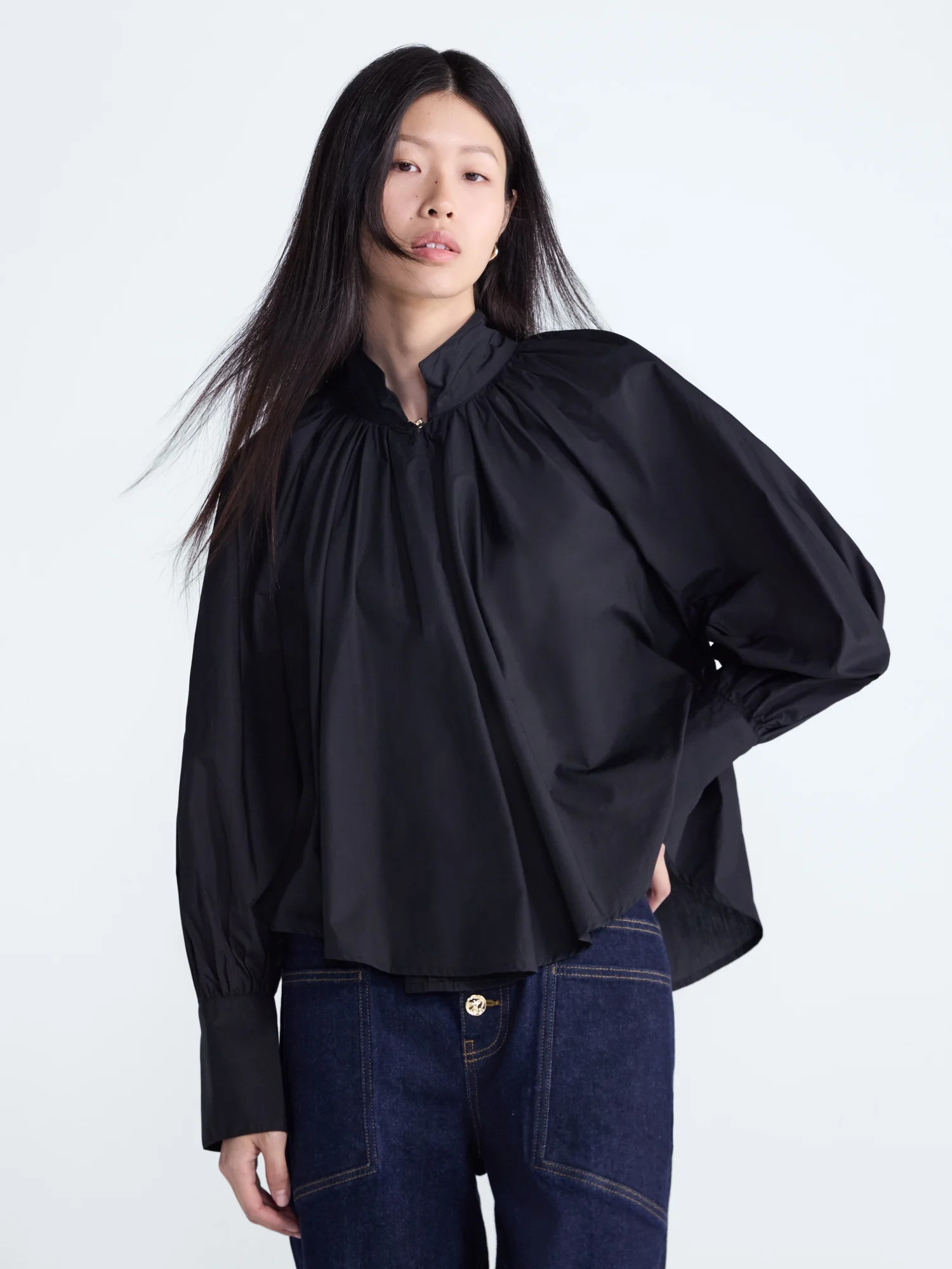Scoop Women's and Women's Plus Flowy Volume Cotton Blouse, Sizes XS-4X | Walmart (US)