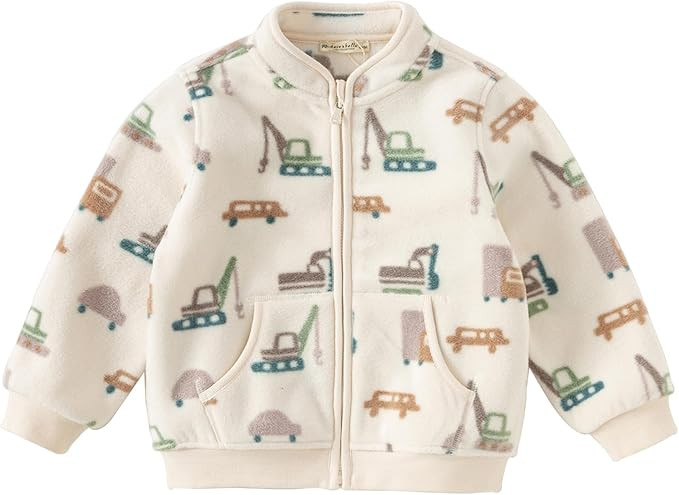 DAVE & BELLA Kids Printed Polar Fleece Jacket Toddler Baby Boys Girls Zip Up Long Sleeve Spring F... | Amazon (US)