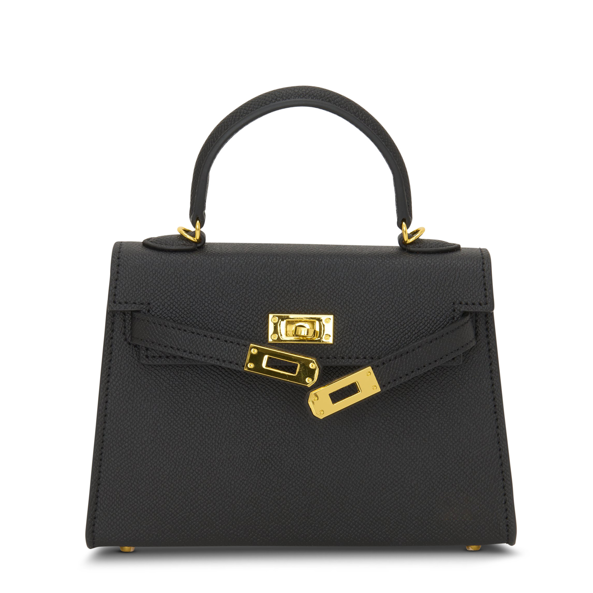 Lily & Bean Hettie Mini Bag - Black with Initials & Patterned Strap | Lily and Bean