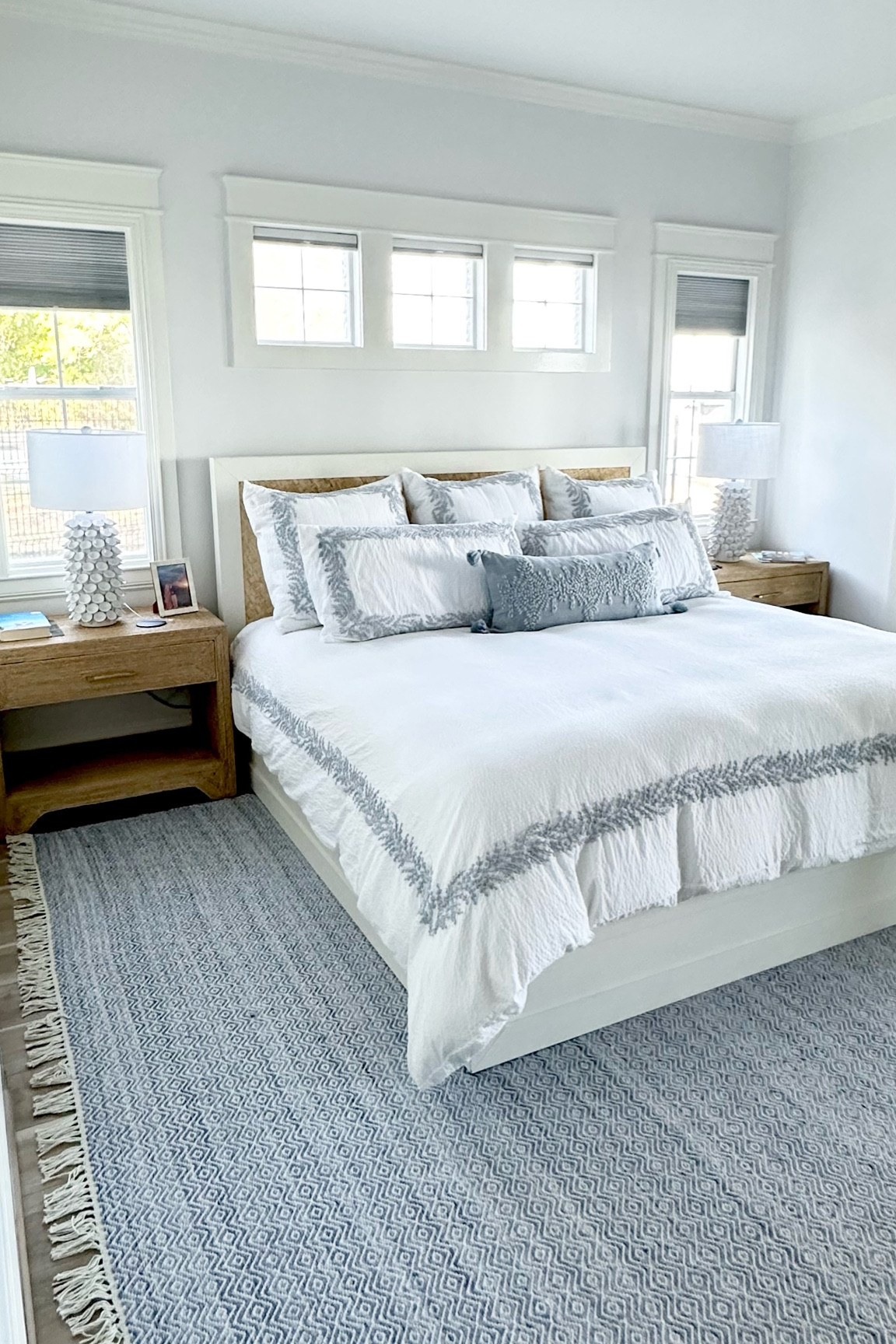 SALE ALERT 🚨 Serena and Lily is having a sale on bedding, bath and throws 
This is our Lakehouse master 
I love the hand, embroidered seersucker, blue and white duvet and shams 
The blue and white rug is also from Serena and Lily 


#LTKhome #LTKsalealert