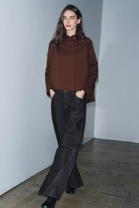ZW COLLECTION OVERSIZED PLEATED SHIRT | Zara US