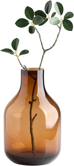 Torre & Tagus Solid Color Round Art Glass Vase for Flowers - 8" Tall Unique Flower Vase, Clear Ha... | Amazon (US)