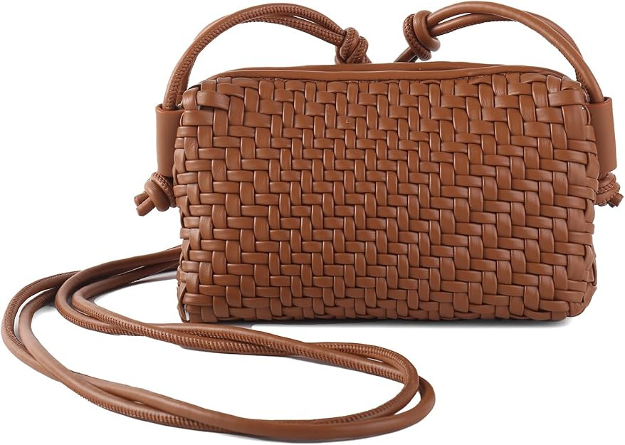 Woven Crossbody Bag for Women Small Vegan Leather Purse with Shoulder Strap | Amazon (US)