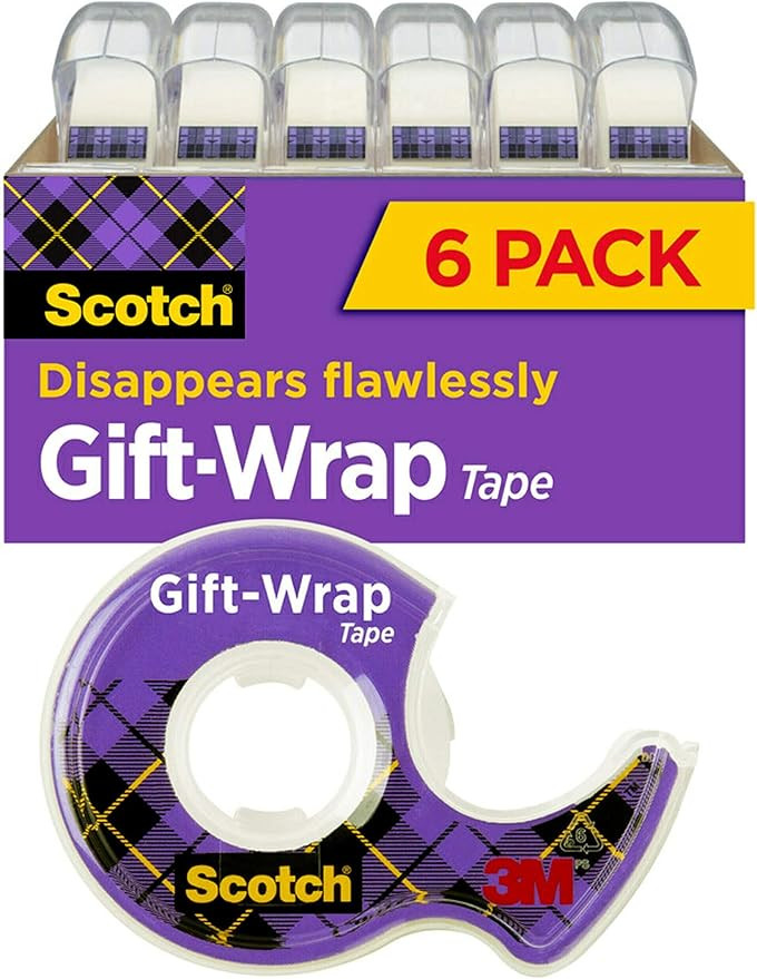 Scotch Gift Wrap Tape, 6 Rolls, the Go-To Tape for the Holidays, 3/4 x 650 Inches, Dispensered (6... | Amazon (US)