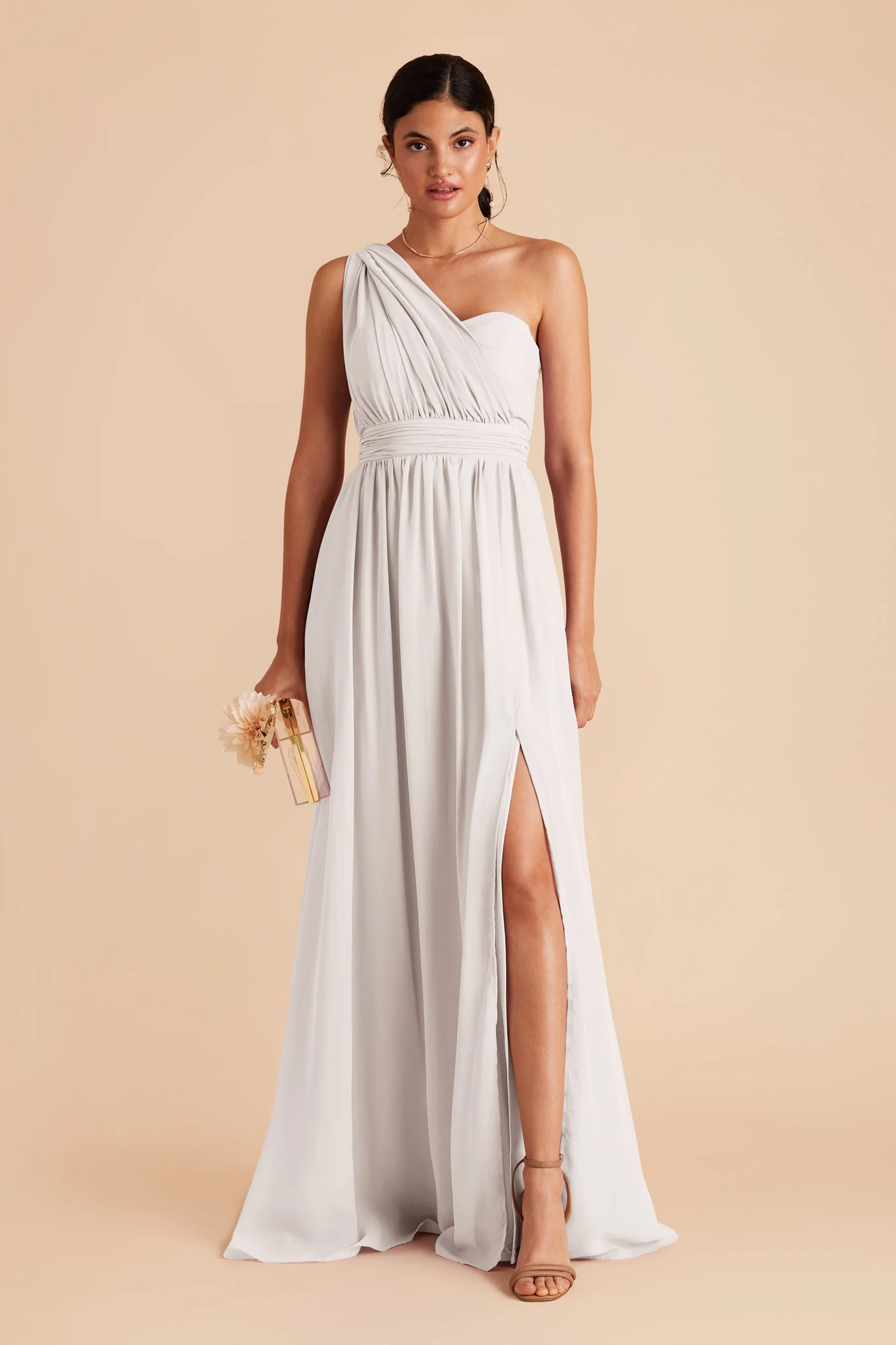 Grace Chiffon White Slit Little White Dress | Birdy Grey | Birdy Grey