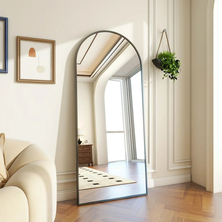 BEAUTYPEAK 71"x30" Arch Full Length Mirror Oversized Floor Mirrors for Standing Leaning, Black | Walmart (US)