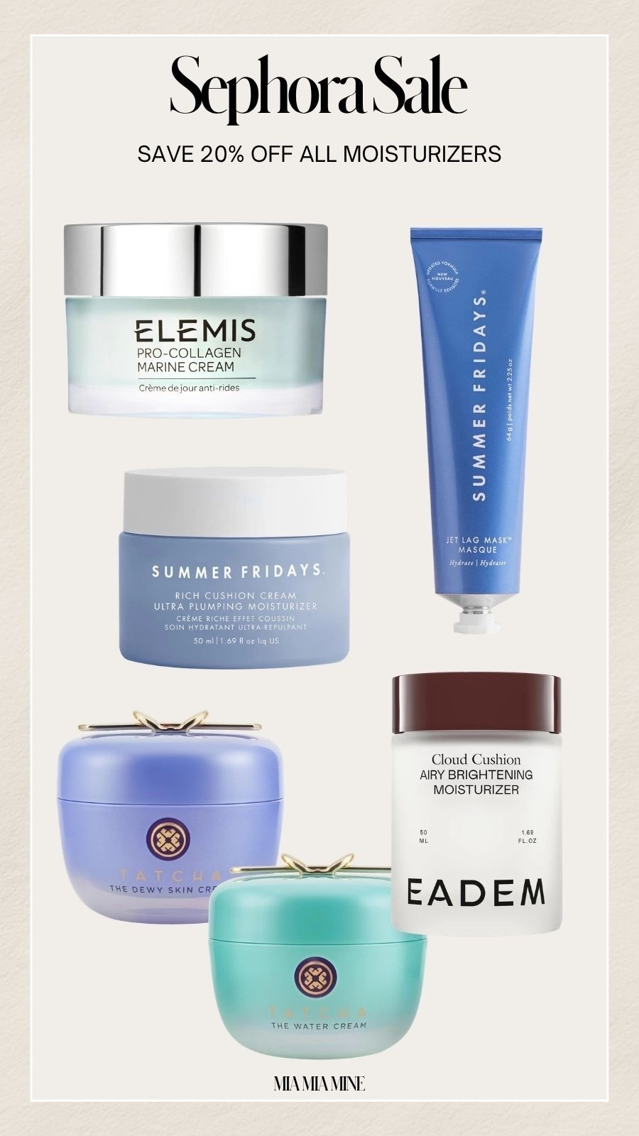 Sephora summer sale
Save 20% off all moisturizers including my favorite Elemis moisturizer, tatcha moisturizer and summer Fridays

#LTKSaleAlert #LTKBeauty #LTKOver40