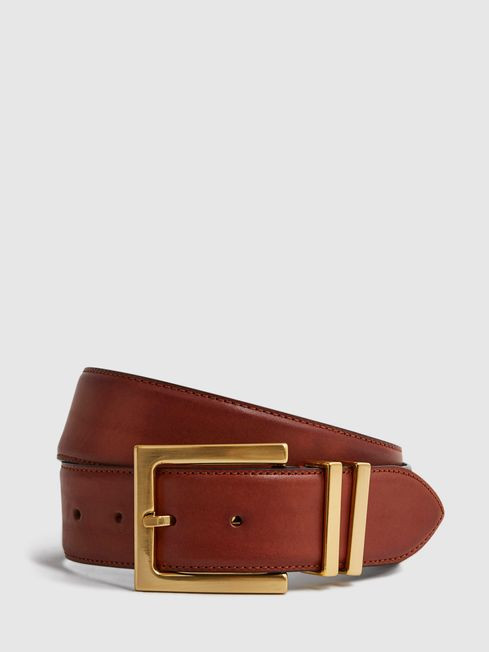 Reiss Tan Brompton Leather Belt | Reiss US
