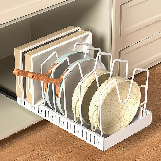 GoMaihe Pots and Pans Organizer Under Cabinet 1 Pack - For Kitchen Pot Lid Bakeware Dishes Pots a... | Amazon (US)