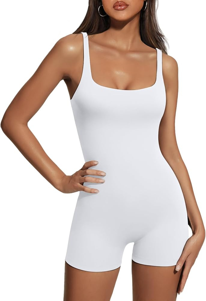 AUTOMET Womens Jumpsuits Shorts Rompers Workout One Piece Bodysuits Jumpers Yoga Summer Fashion V... | Amazon (US)