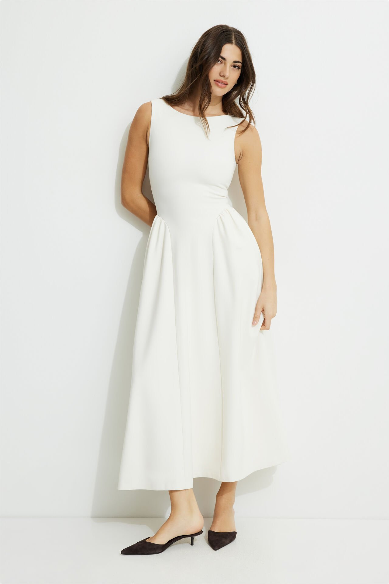 Flared Ponte Maxi Dress | Dynamite Clothing