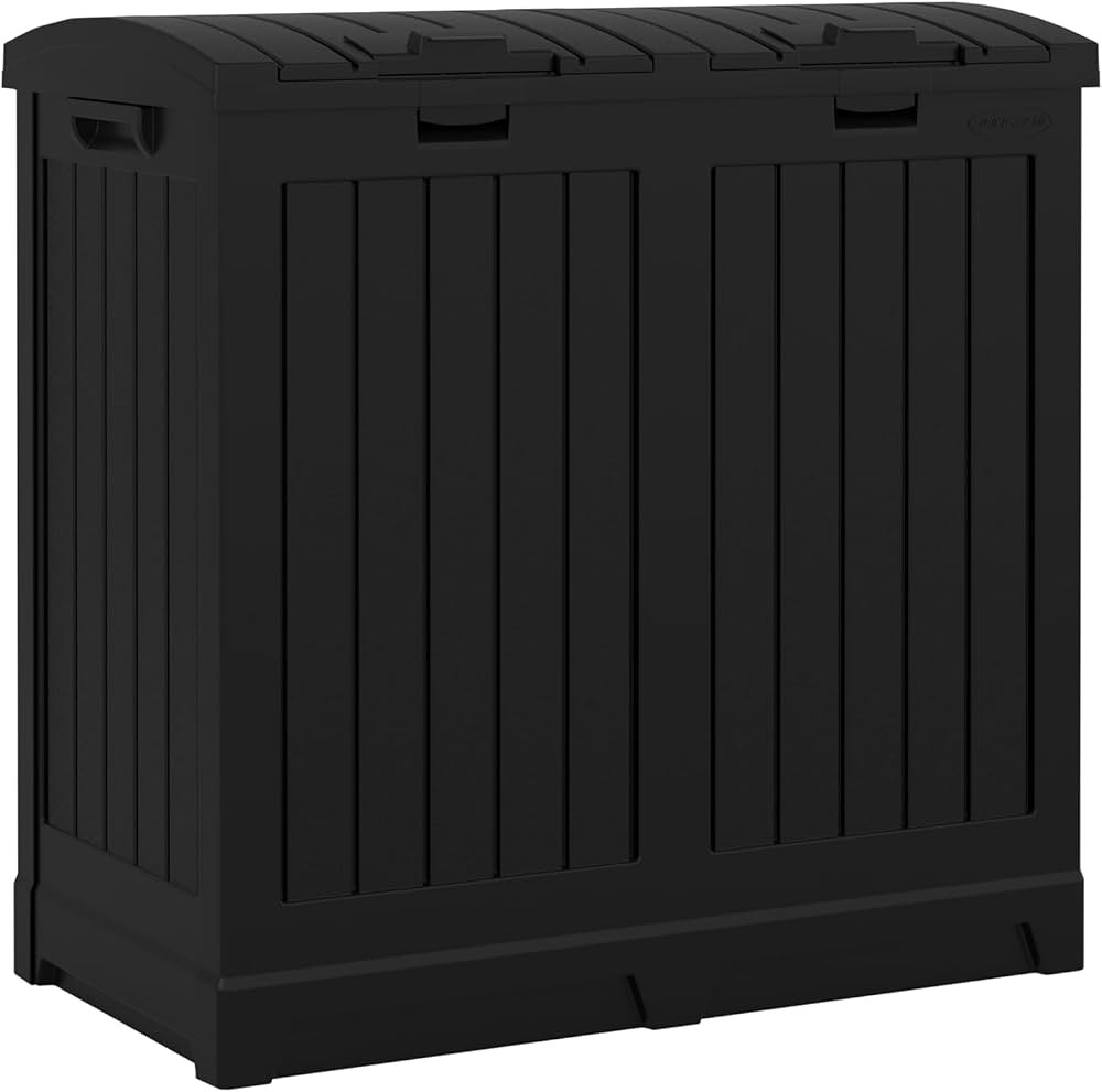 Suncast Dual 33 Gal Trash Hideaway Cabinet, Discrete Outdoor Storage | Amazon (US)
