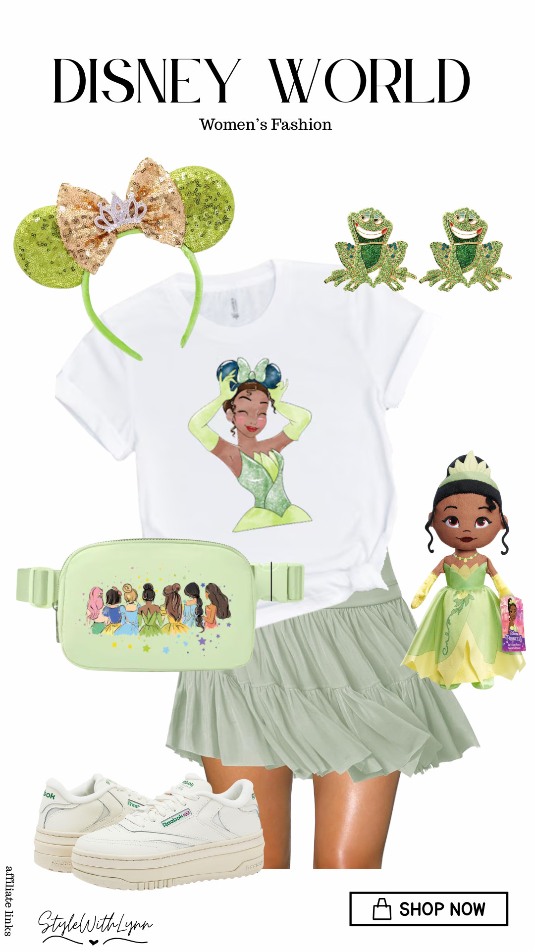 Channeling princess energy all day at the parks 💚 This green moment is giving effortless Tiana vibes, cute, comfy, and perfect for a long Disney day. From the sparkly ears to the twirl-worthy skirt, this outfit is made for photos, rides, and everything in between. 🐸👑


disney world outfit, princess tiana outfit, tiana disneybound, disney outfit women, disney park outfit, disney style inspo, green outfit aesthetic, disney princess outfit, disney fashion, disney outfit ideas, magic kingdom outfit, disney summer outfit, theme park outfit, disney ears outfit, disney casual outfit, disney day outfit, disney aesthetic outfit, reebok sneakers outfit, disney accessories, disney park style 

 #LTKootd #LTKTravel