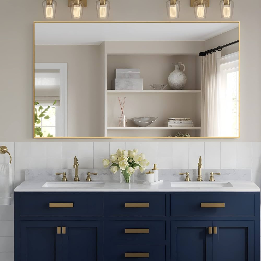 NeuType Large Full Length Mirror 59"x36" Bedroom Mirror Aluminum Alloy Frame Floor Mirror Wall-Mo... | Amazon (US)