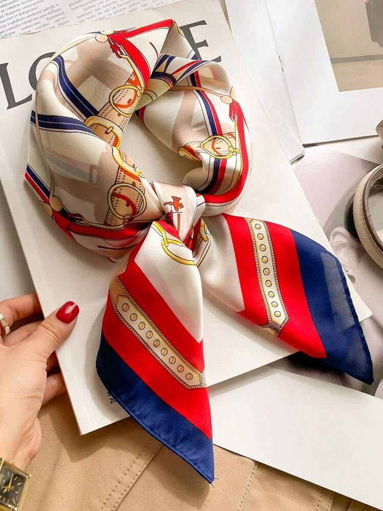 1 pezzo Elegante Foulard Bandana Di Seta Di Primavera Di Lusso Da 70*70cm Con Disegno Di Catena S... | SHEIN