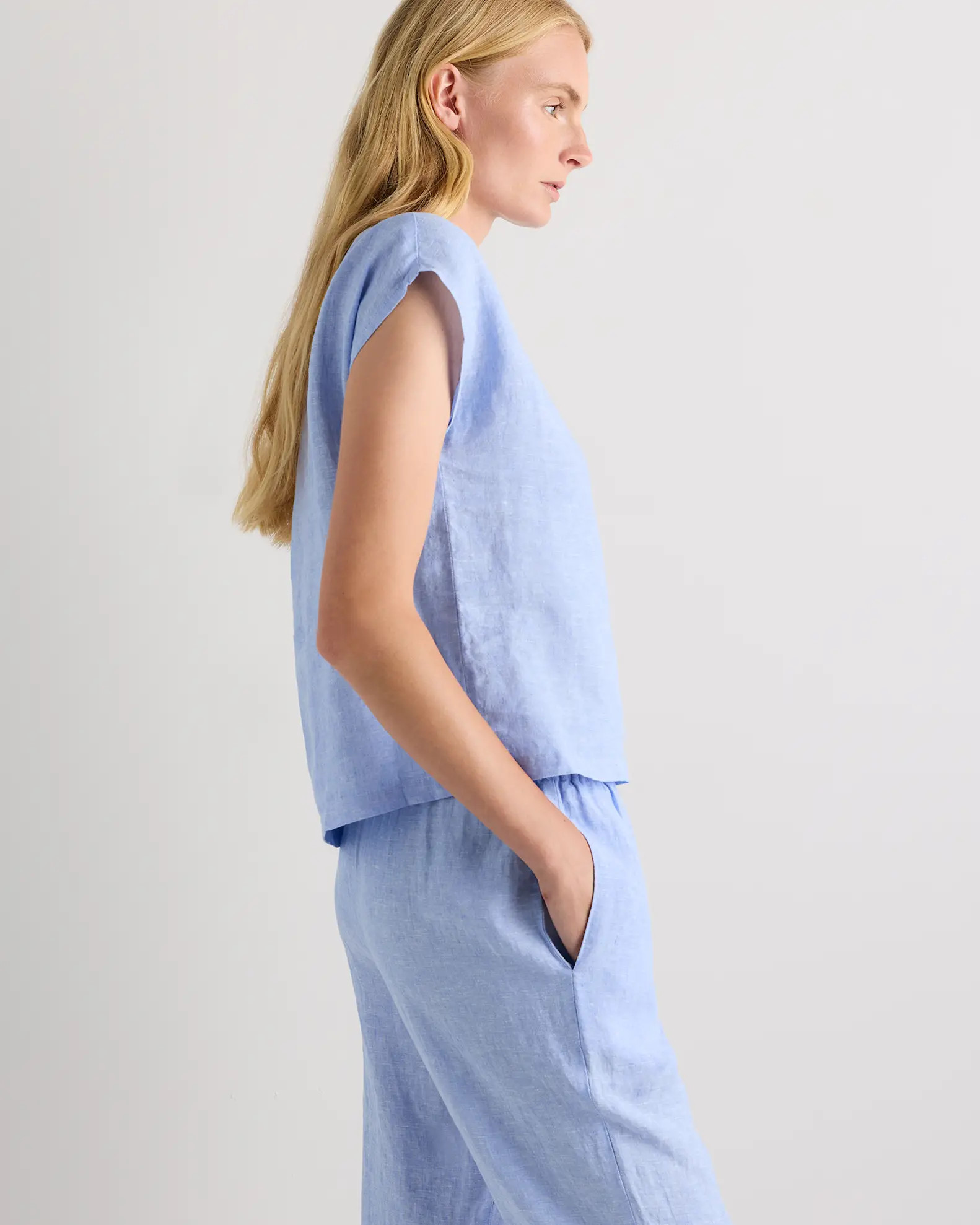 100% European Linen Pajama Set in French Blue | Quince