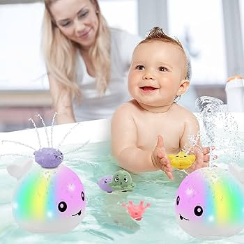 Upgraded Baby Bath Toys, Toddler Whale Bath Toy Light-up Bath Toy Gift for Infant Boys Girls w/ 4... | Amazon (US)