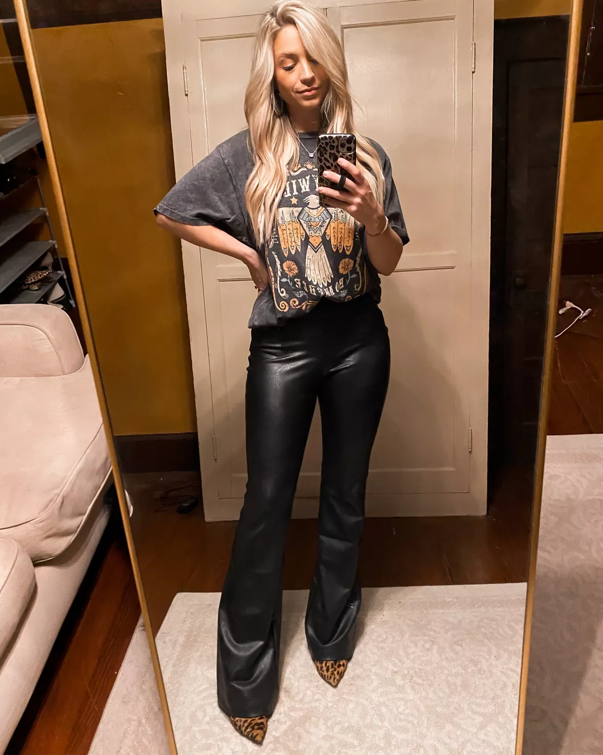 Leather-Like Luxe Black Flare Pants
