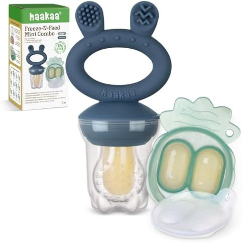 Baby Fruit Food Feeder & Mini Freezer Nibble Tray Combo, Breastmilk Popsicle Molds for Baby Cooli... | Amazon (US)