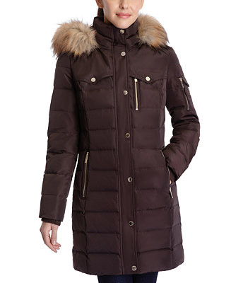 Michael Kors Women's Faux-Fur-Trim Hooded Down Coat, Created for Macy's & Reviews - Coats & Jacke... | Macys (US)