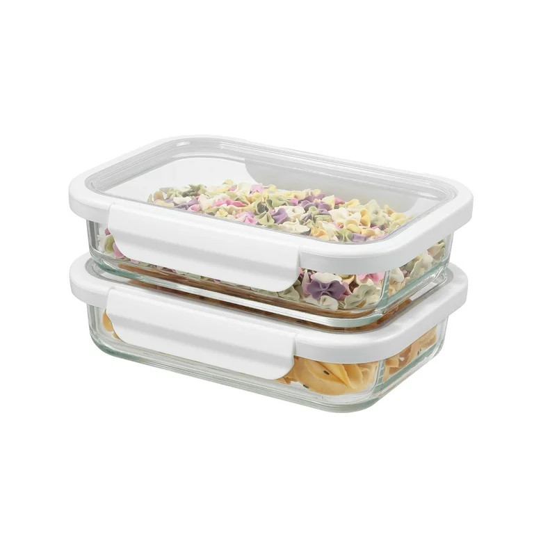 Better Homes & Gardens 2.3Cup Rectangle Glass Food Storage Container with Tritan Lid. Set of 2, 4... | Walmart (US)