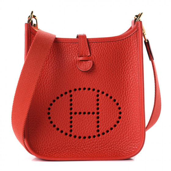 HERMES Taurillon Clemence Evelyne TPM Rouge Tomate | Fashionphile