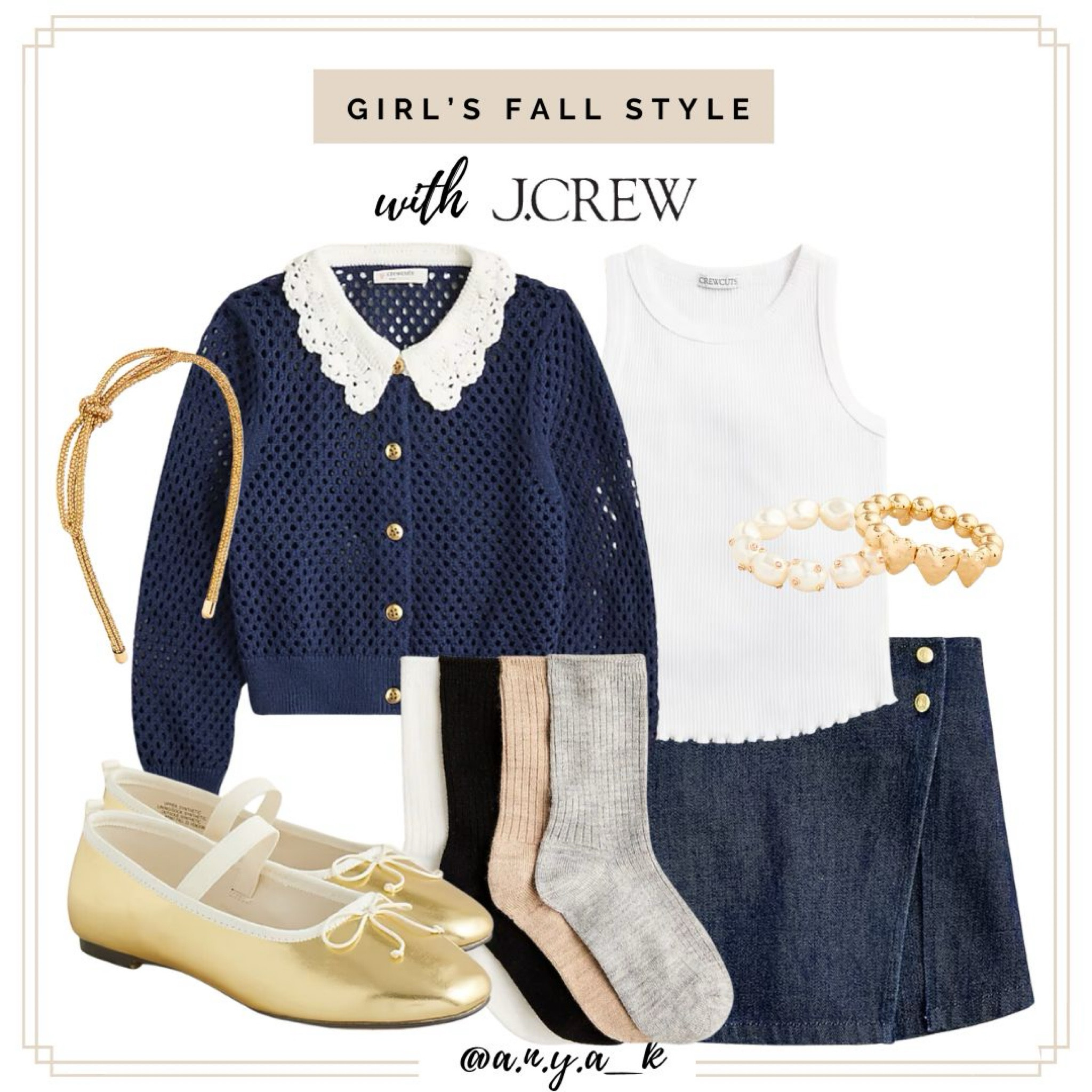 🍂 Classic charm meets fall flair! This J.Crew ensemble features a chic navy cardigan with a lace collar, paired with a denim skirt and golden ballet flats for a touch of whimsy. A perfect blend for stylish school days or festive outings. 🌟

#JcrewKids #ClassicStyle #LTKkids #FallFashion

#LTKKids #LTKFamily #LTKSeasonal