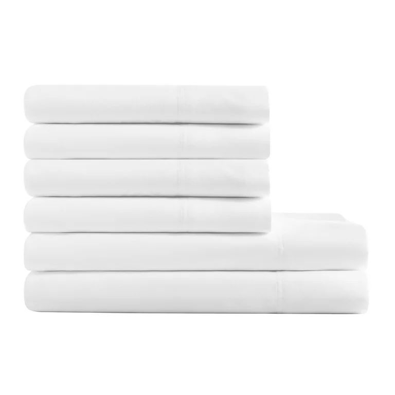 Hotel Style 6-Piece 1,000-Thread-Count Egyptian Cotton-Rich Luxury Bed Sheet Set, Queen, Arctic W... | Walmart (US)