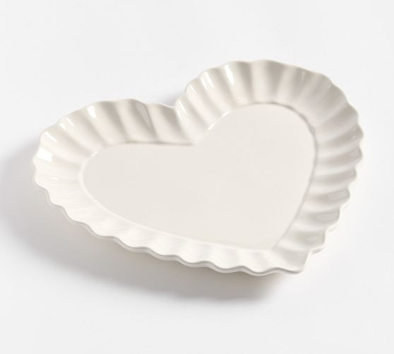 Heirloom Scalloped Heart Stoneware Serving Platter | Pottery Barn (US)