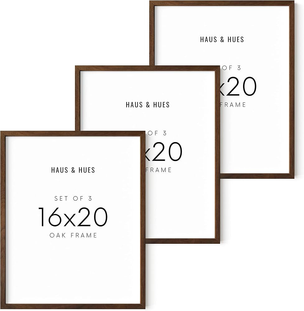 HAUS AND HUES 16x20 Frames Set of 3 - Walnut 16x20 Poster Frames for Wall, 16 x 20 Picture Frames... | Amazon (US)
