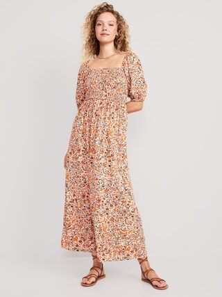 Fit & Flare Smocked Floral Maxi Dress for Women | Old Navy (CA)