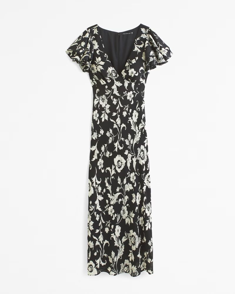 Ruffle Sleeve Slip Maxi Dress | Abercrombie & Fitch (US)