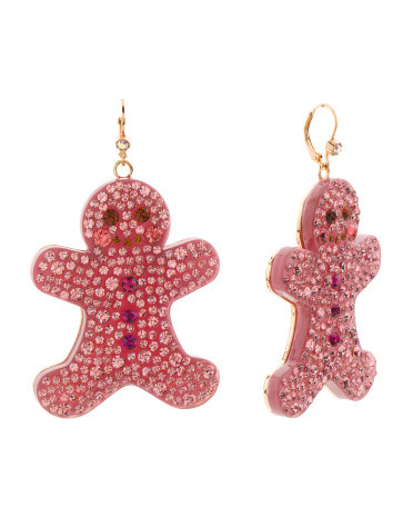 Pink Crystal Gingerbread Earrings | TJ Maxx