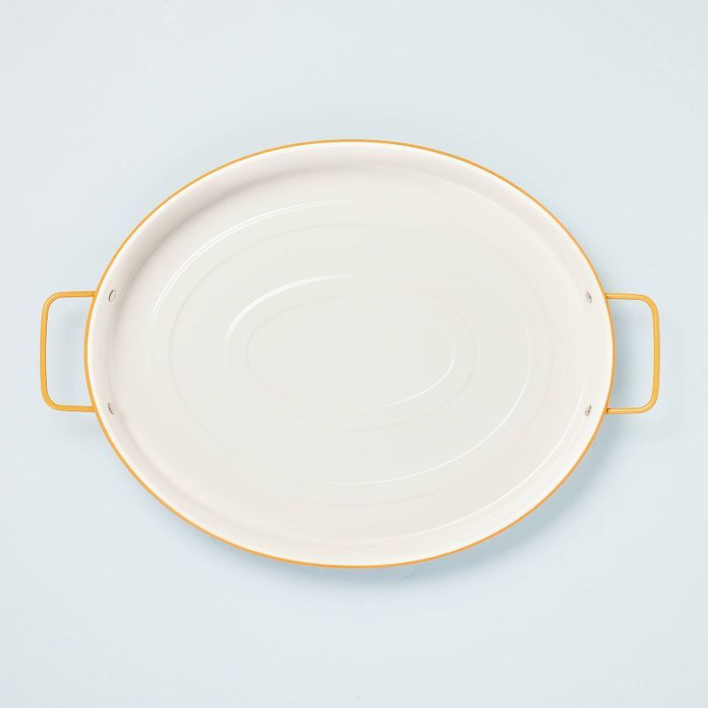 Enamel-Coated Metal Oval Serve Tray Cream/Gold - Hearth & Hand™ with Magnolia | Target