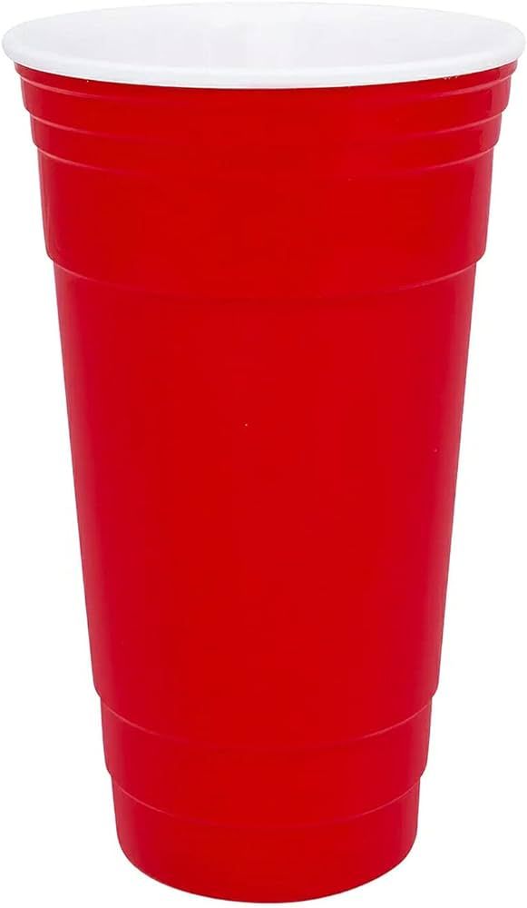 G.E.T. SC-32-R BPA-Free Reusable Plastic Red Party Cup Tumbler Only, 32 Ounce, Red (Set of 12) | Amazon (US)