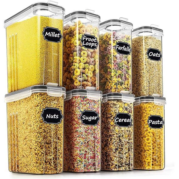 Large Cereal & Dry Food Storage Containers, Wildone Airtight Cereal Storage Containers for Sugar,... | Amazon (US)