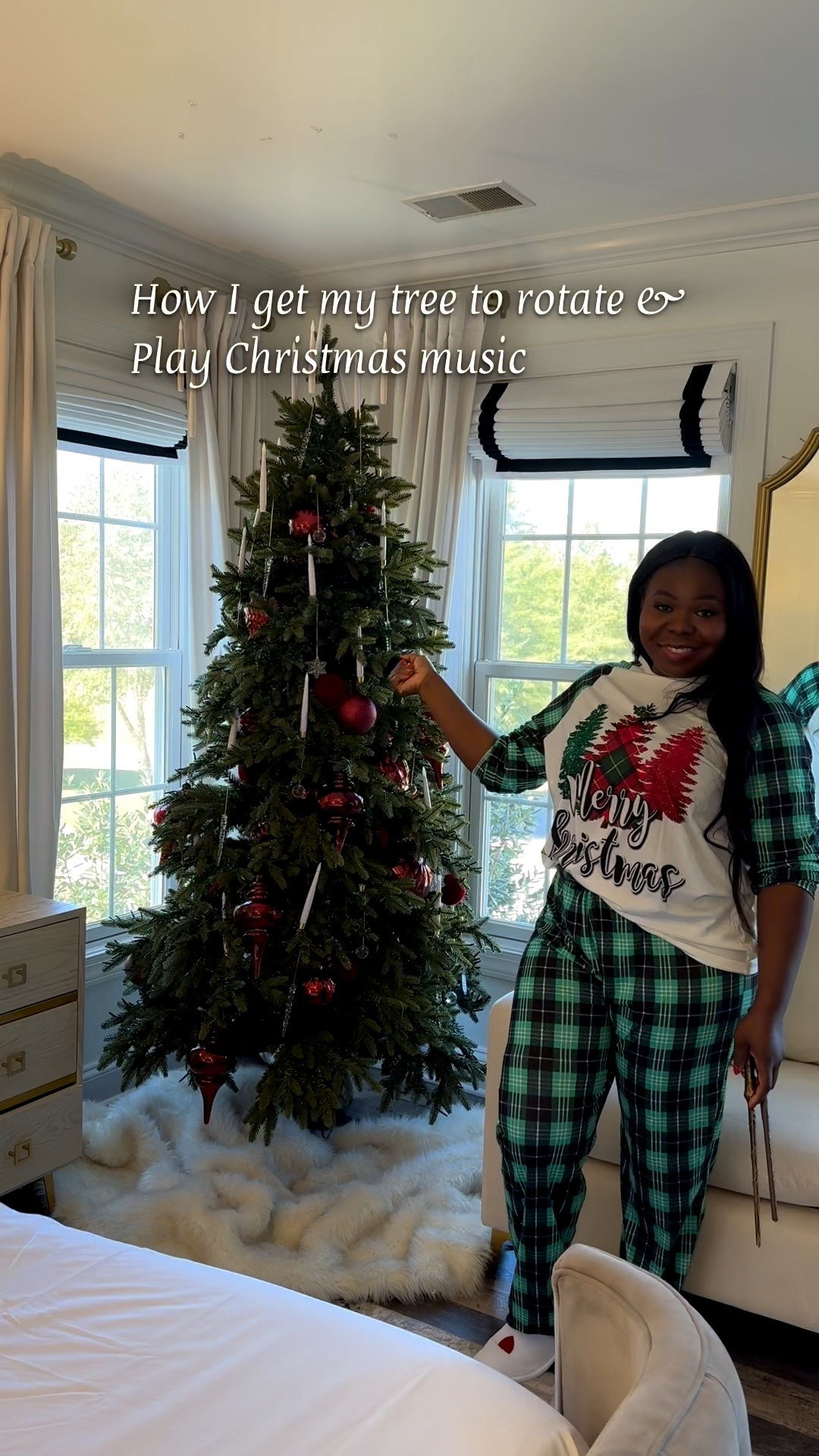 Check out this Christmas tree rotating stand it plays classic Christmas music too 👌🏾🥰 #christmas #bedroomdecor 

#LTKHome #LTKGiftGuide #LTKHoliday