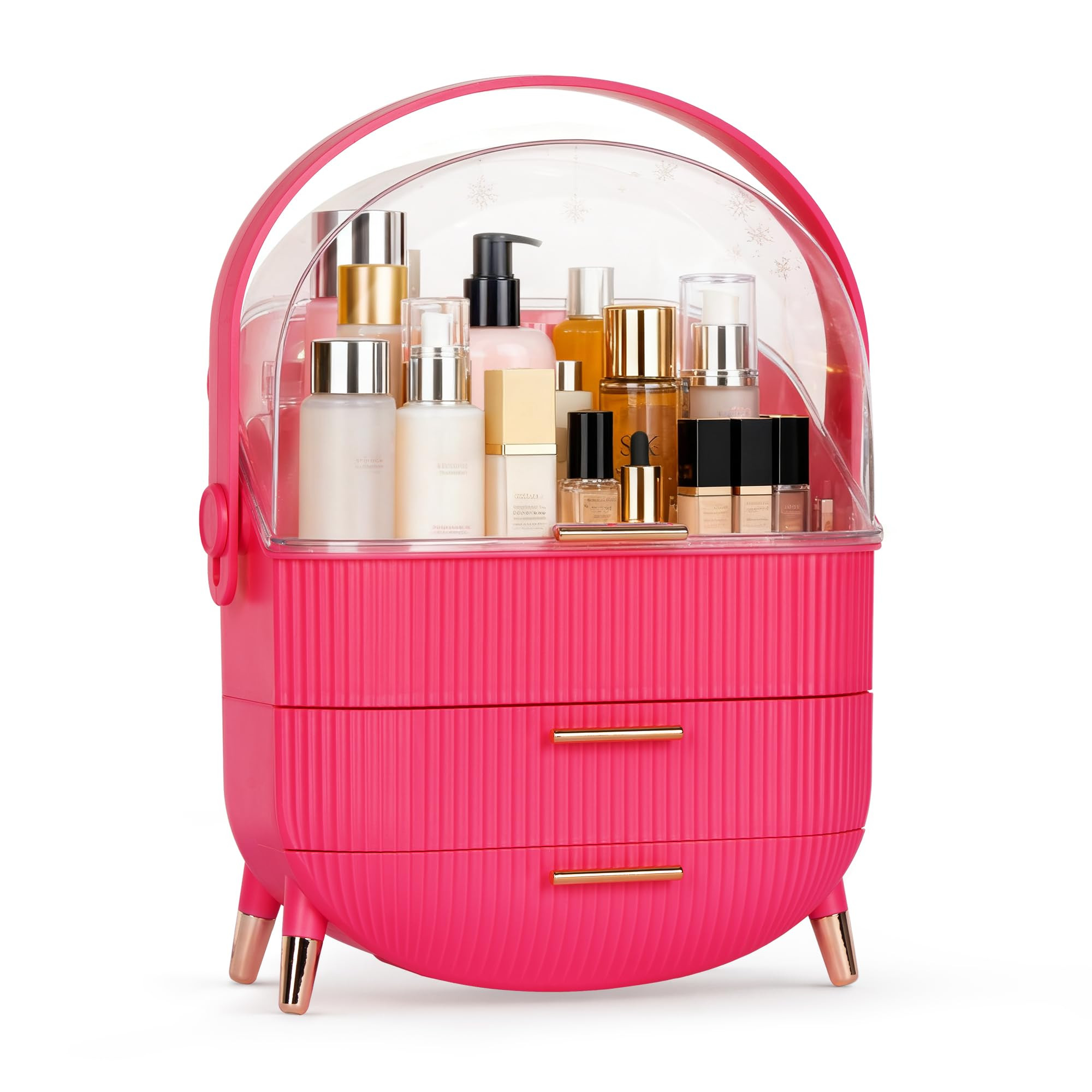 MASSY Egg Shape(Oval) Makeup Storage Box, Countertop Portable Vanity Cosmetics Organizer Preppy | Amazon (US)