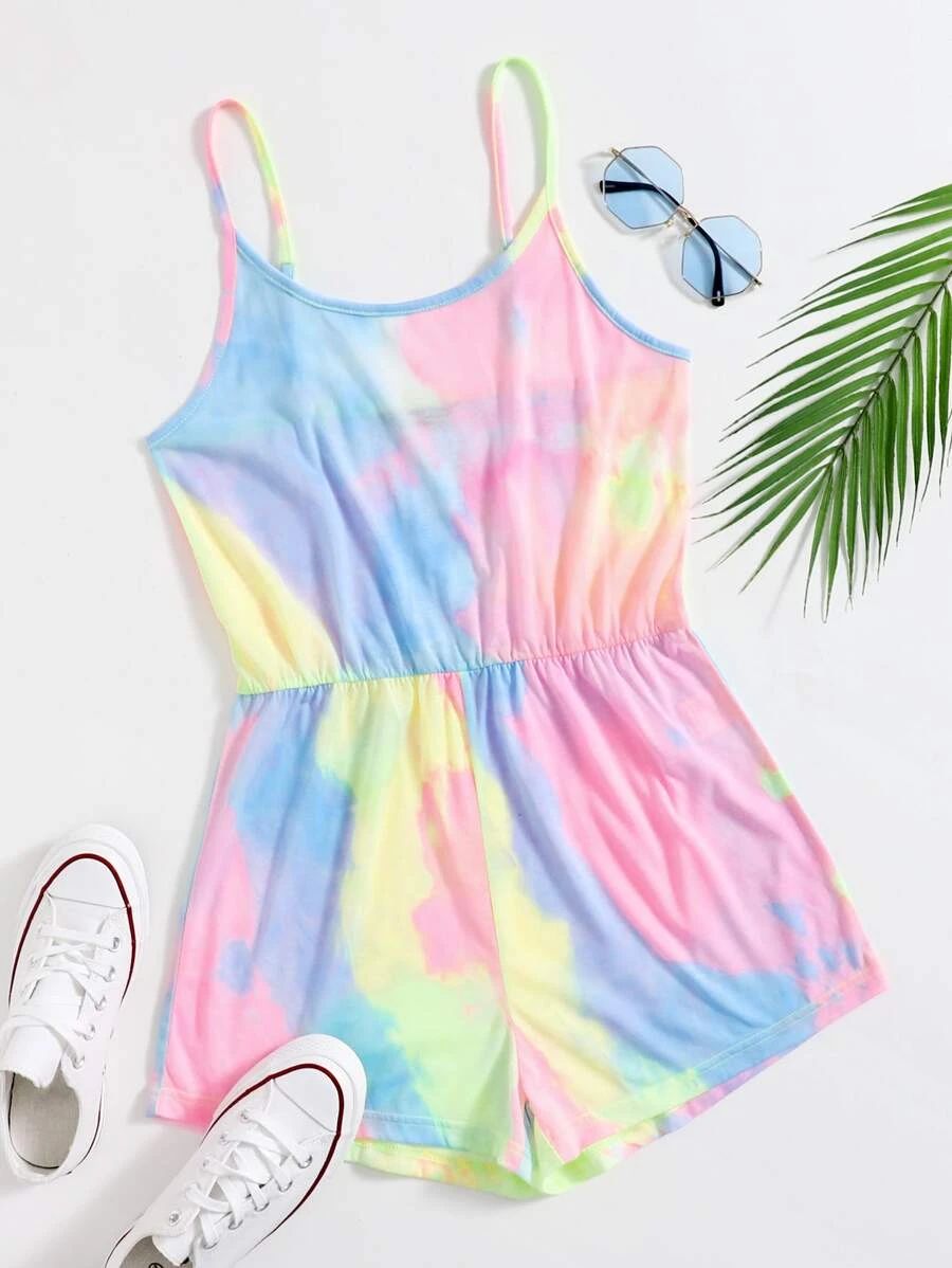 SHEIN Tie Dye Cami Romper | SHEIN