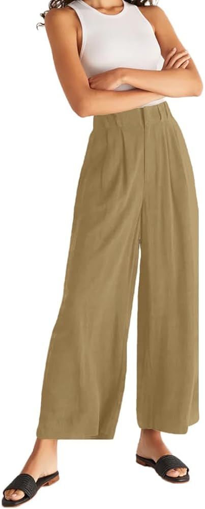 Linen Pants Women Summer Business Casual Wide Leg Trousers for High Waisted Dress Pants Work Slac... | Amazon (US)
