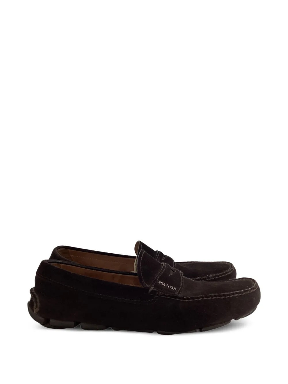Prada Pre-Owned penny-slot loafers - Brown | Farfetch Global