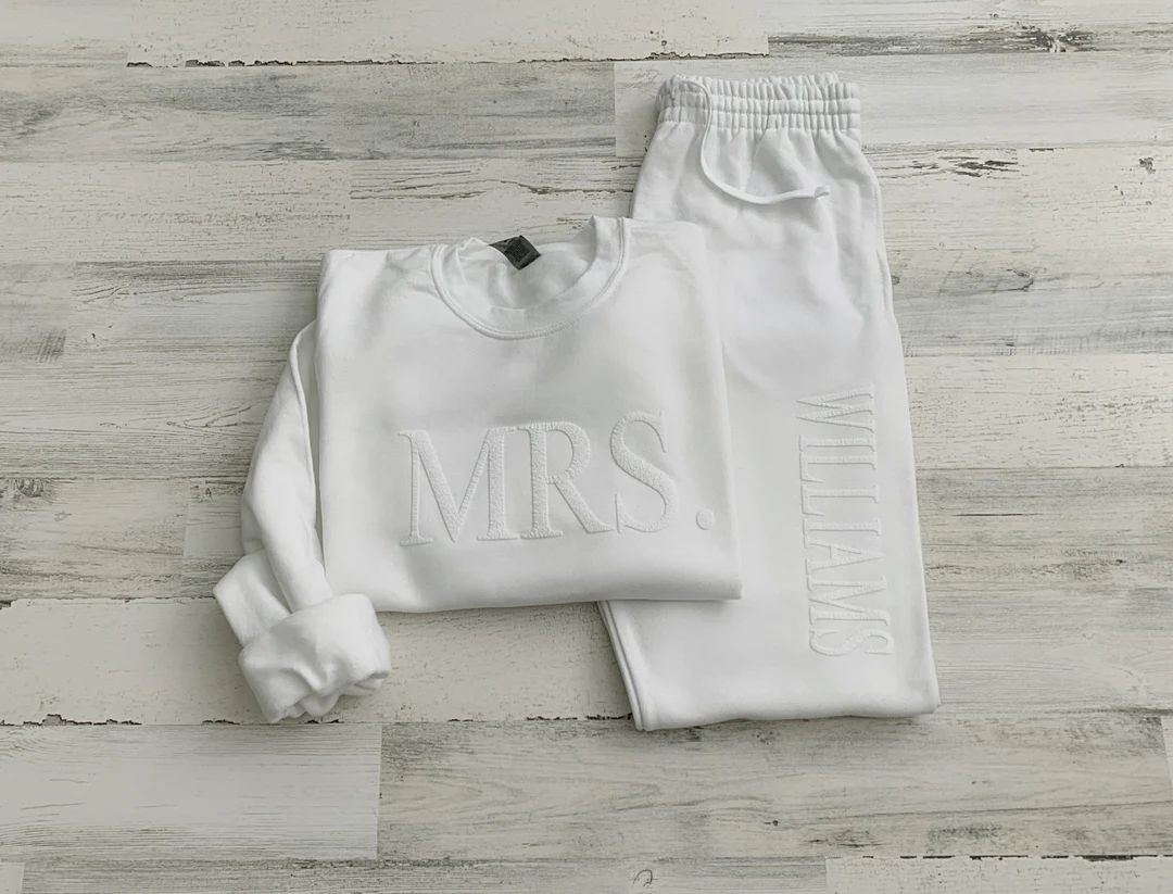 Mr and Mrs Sweatshirts, Bridal Shower Gifts, Mrs Custom Wedding Gift, Joggers Couples, Honeymoon ... | Etsy (US)