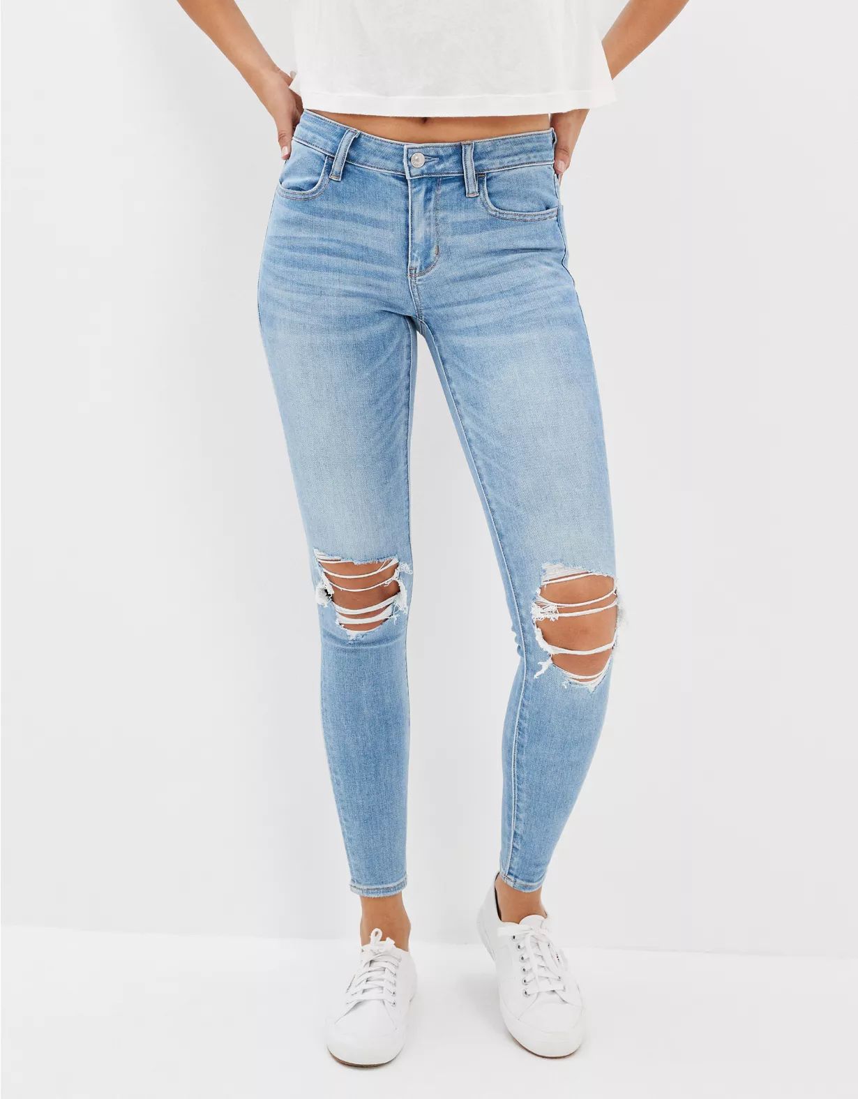 AE Ne(x)t Level Ripped Low-Rise Jegging | American Eagle Outfitters (US & CA)