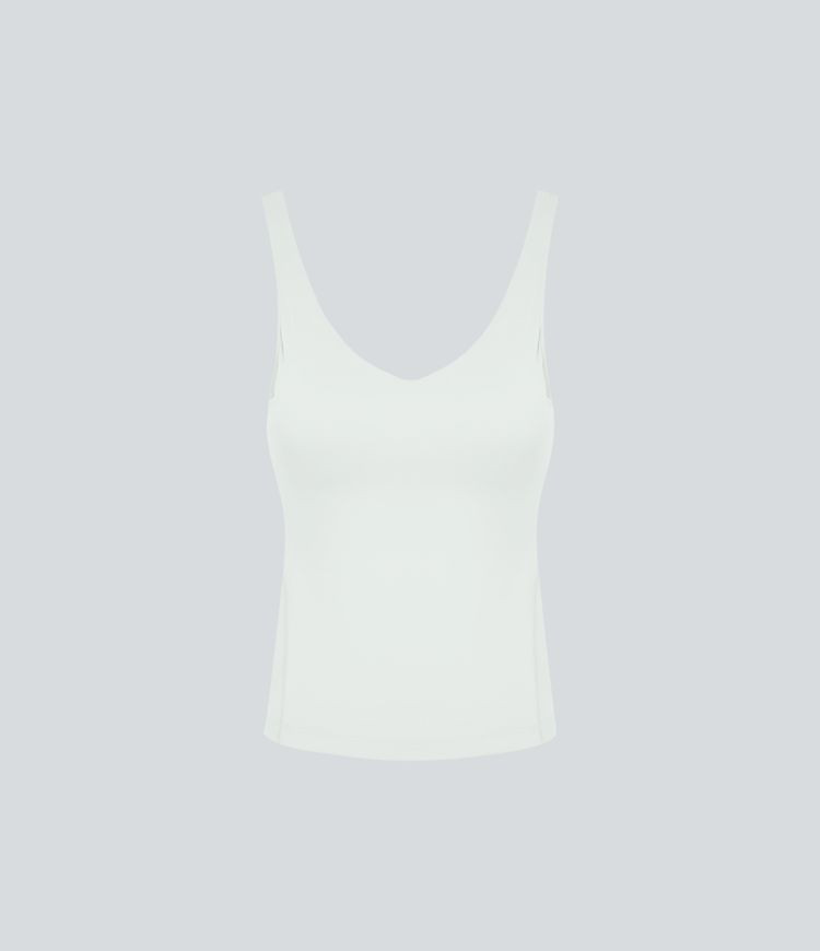 SoftlyZero™ Plush Padded V Neck Plain Tank Top | HALARA
