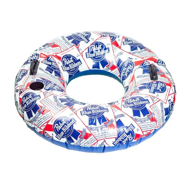 Pabst Blue Ribbon Inflatable Swim Tube Float For Pools Rivers Lakes, Built-in Handles and Cup Hol... | Walmart (US)