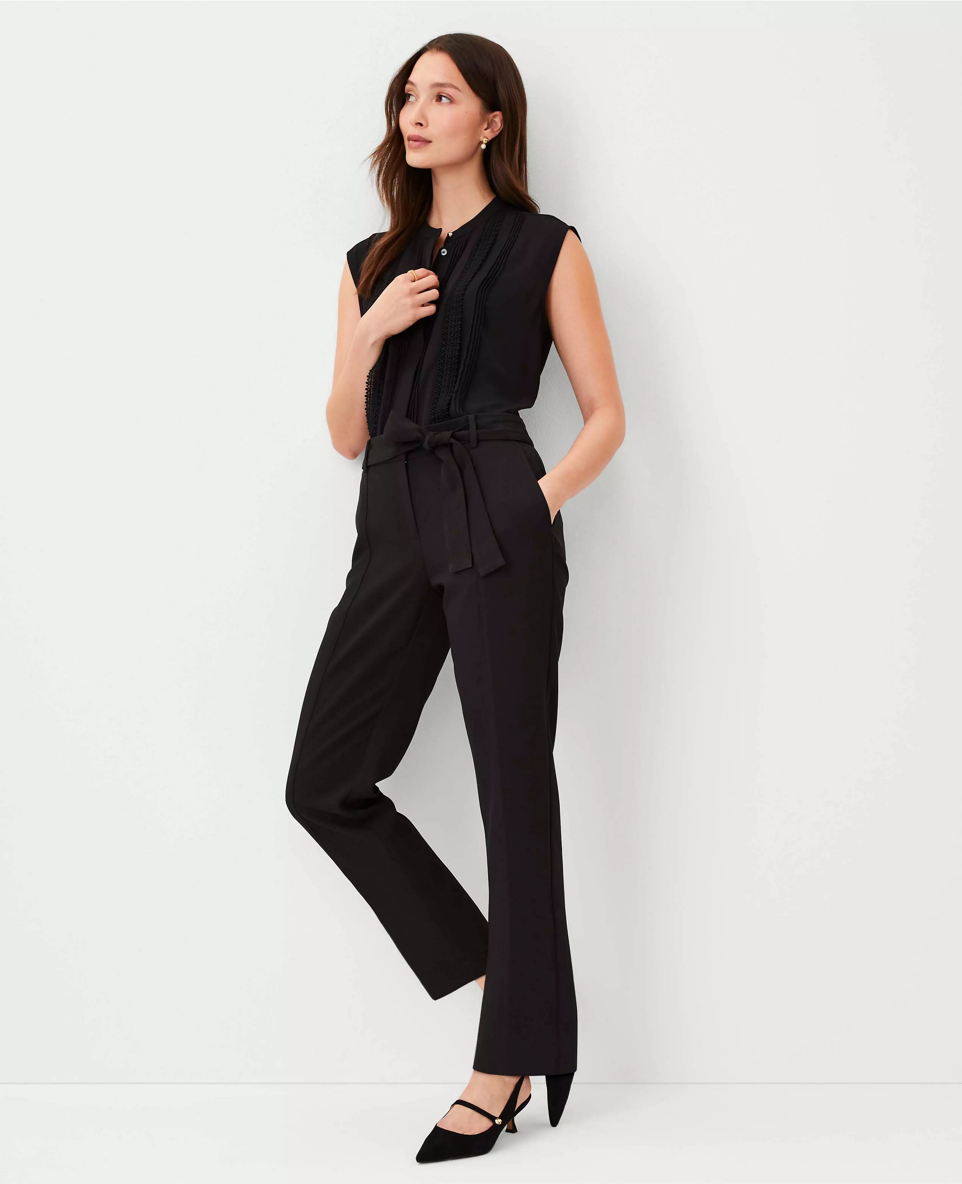 The Tie Waist Ankle Pant in Crepe | Ann Taylor (US)