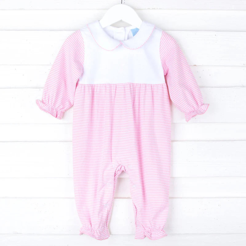 Pink & White Stripe Ruffle Romper | Classic Whimsy