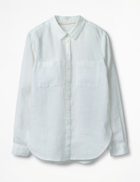 The Linen Shirt (Party Pink and Ecru Stripe) | Boden (US)