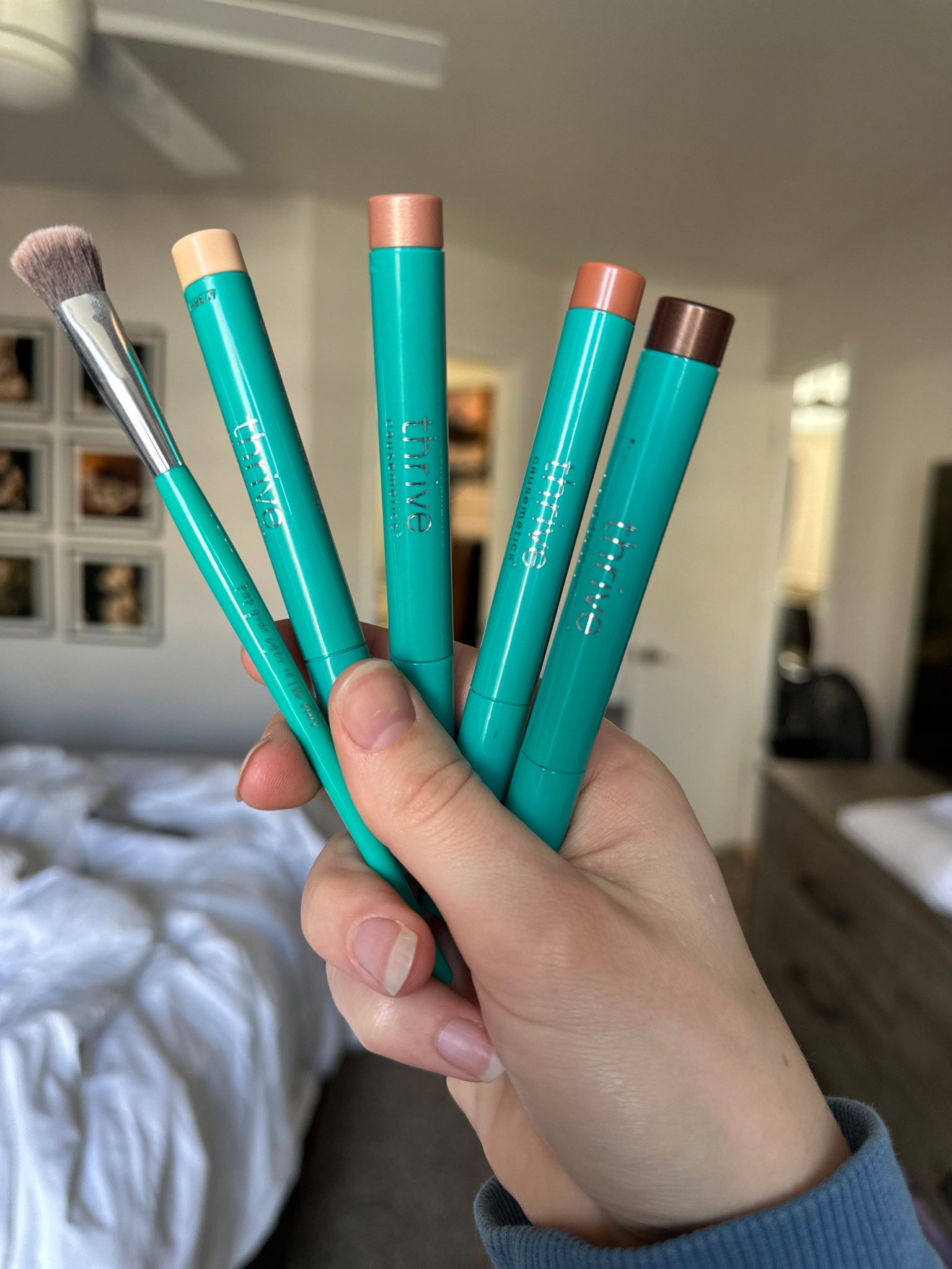 OBSESSED with these eyeshadow sticks from Thrive Cosmetics. Used to hate doing my eyeshadow but these are so much easier to use and blend out beautifully. Also WAAAYYY easier to travel with. My go-to shades are Elena, Blythe, Nikki, and Gailon

#LTKTravel #LTKBeauty #LTKStyleTip