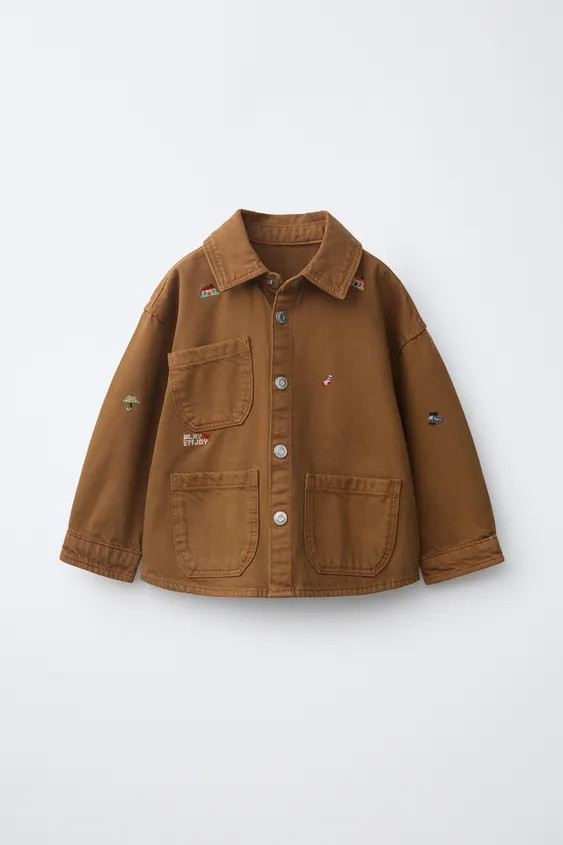 EMBROIDERED CANVAS OVERSHIRT | Zara US